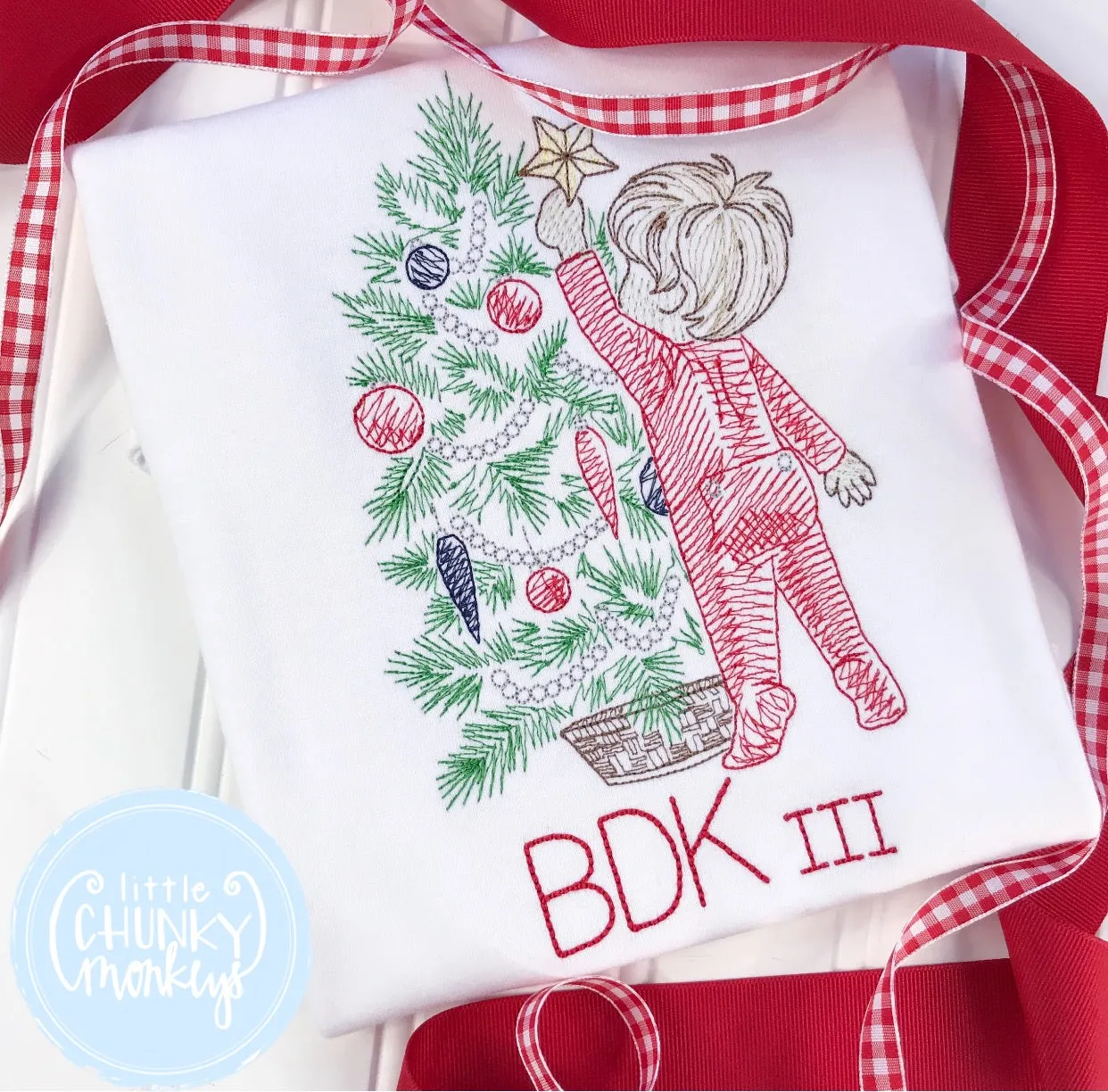 Boy Shirt - Vintage Boy Christmas Tree