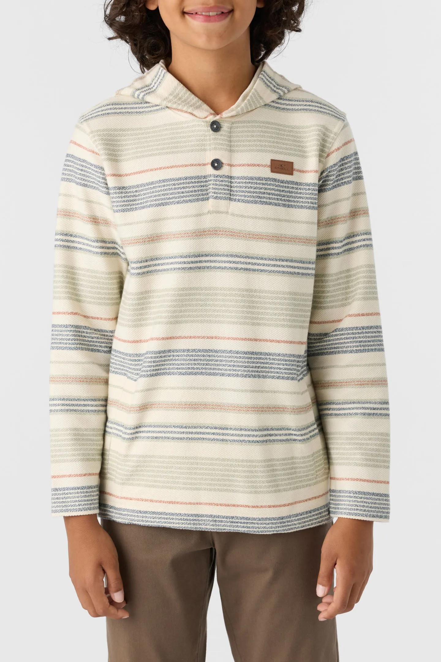 BOY'S BAVARO STRIPE PONCHO FLEECE PULLOVER