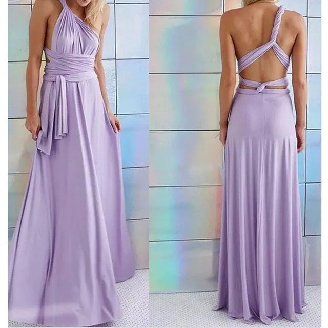 Bridesmaid Formal Multi Way Wrap Convertible Infinity Hollow Out Party Bandage Maxi Dress