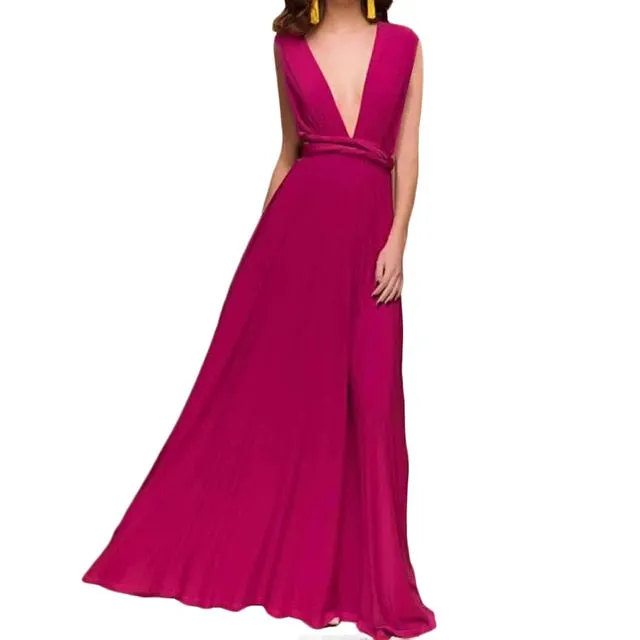 Bridesmaid Formal Multi Way Wrap Convertible Infinity Hollow Out Party Bandage Maxi Dress