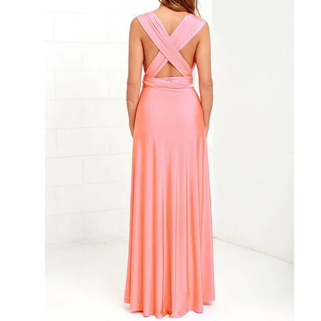 Bridesmaid Formal Multi Way Wrap Convertible Infinity Hollow Out Party Bandage Maxi Dress