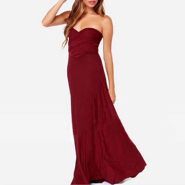 Bridesmaid Formal Multi Way Wrap Convertible Infinity Hollow Out Party Bandage Maxi Dress