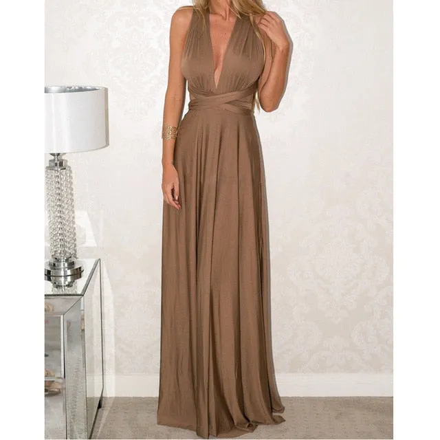 Bridesmaid Formal Multi Way Wrap Convertible Infinity Hollow Out Party Bandage Maxi Dress