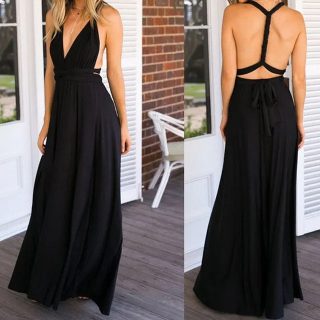 Bridesmaid Formal Multi Way Wrap Convertible Infinity Hollow Out Party Bandage Maxi Dress