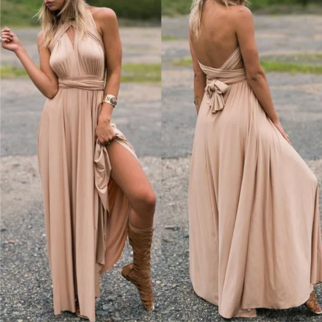 Bridesmaid Formal Multi Way Wrap Convertible Infinity Hollow Out Party Bandage Maxi Dress