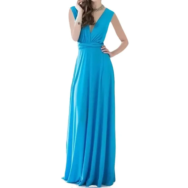 Bridesmaid Formal Multi Way Wrap Convertible Infinity Hollow Out Party Bandage Maxi Dress