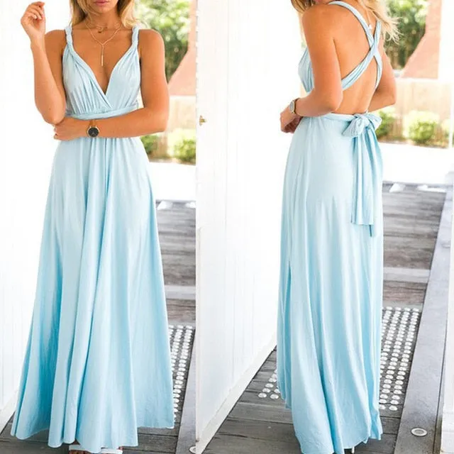 Bridesmaid Formal Multi Way Wrap Convertible Infinity Hollow Out Party Bandage Maxi Dress