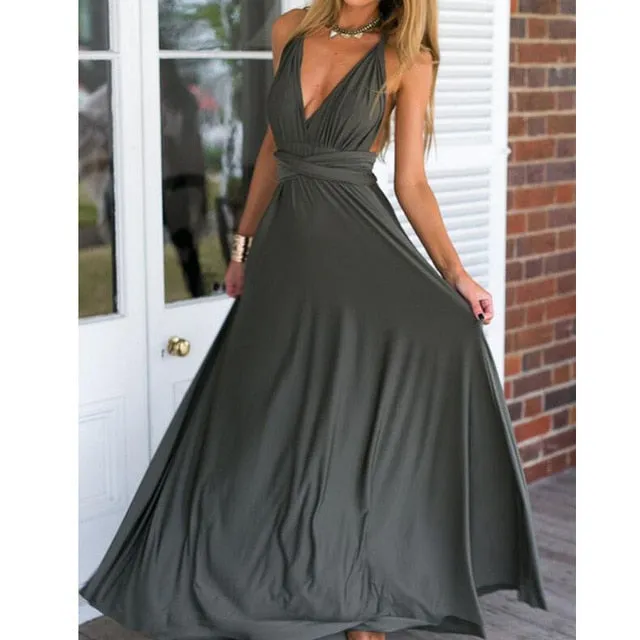 Bridesmaid Formal Multi Way Wrap Convertible Infinity Hollow Out Party Bandage Maxi Dress