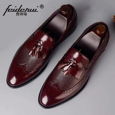 British Genuine Leather Handmade Schose Man Formal Dress Carved Wingtip Shoes