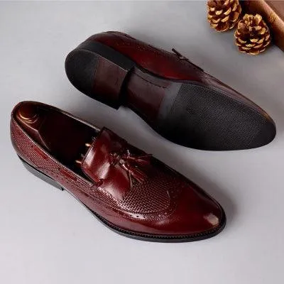 British Genuine Leather Handmade Schose Man Formal Dress Carved Wingtip Shoes