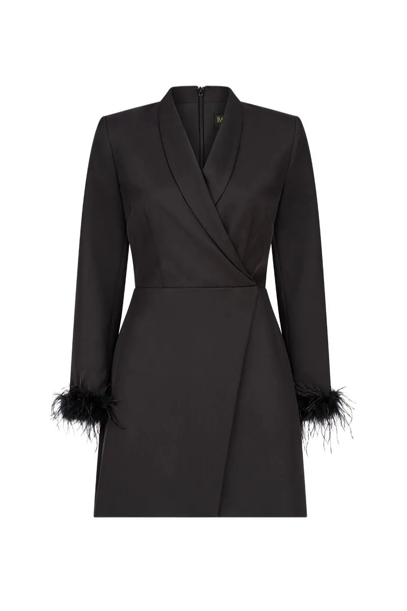 CATALINA FEATHER CUFF BLAZER DRESS