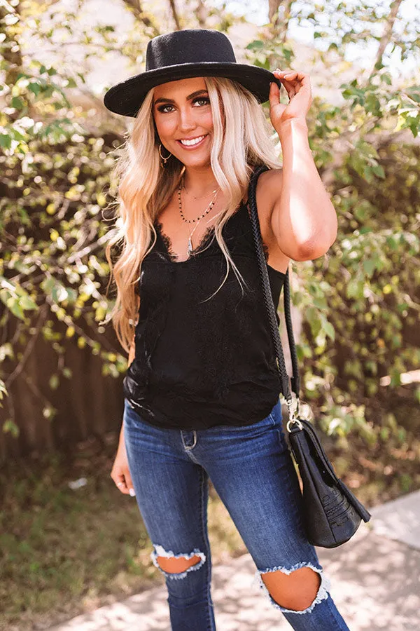 Chardonnay Way Lace Tank In Black