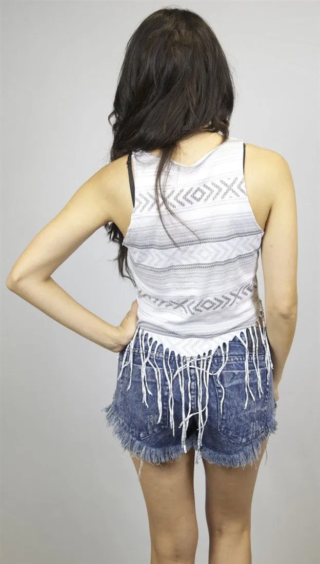 Chaser Trompe Poncho Muscle Fringe Tee