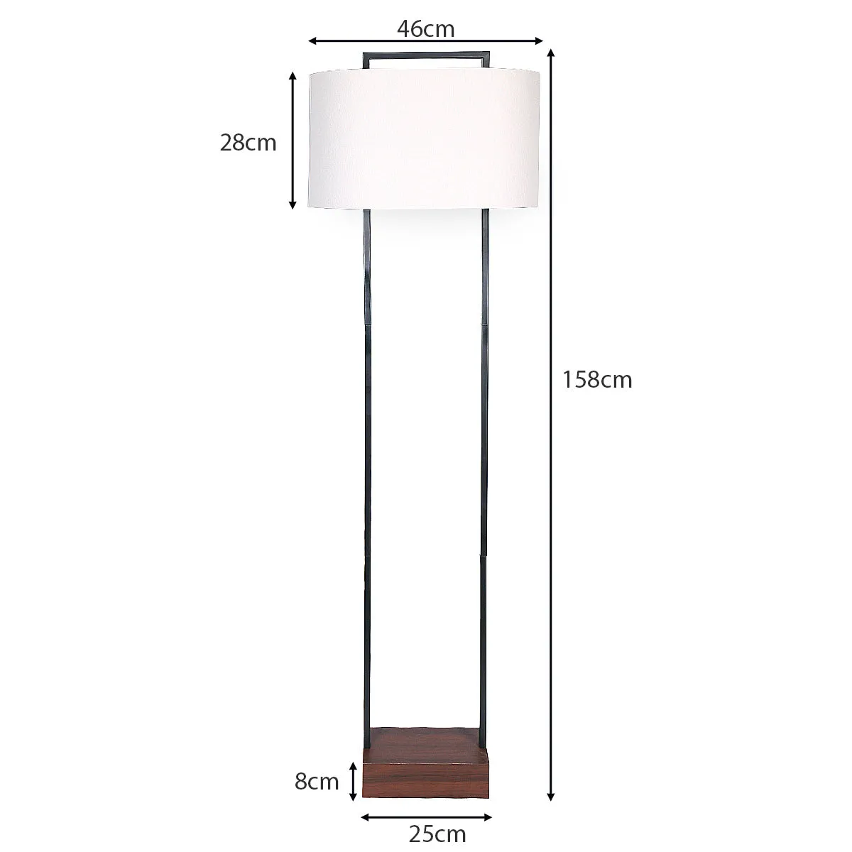 Cherry Finish Wood Floor Lamp, Double Poles - Sarantino