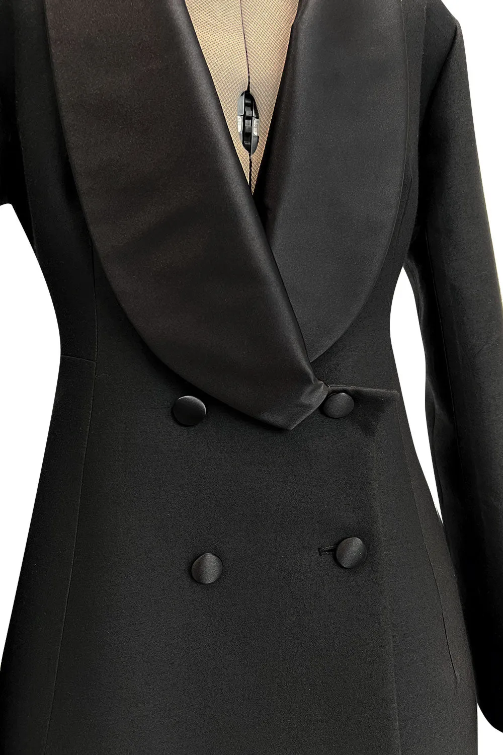 Chic Fall 2007 Yves Saint Laurent by Stefano Pilati Black Shaped Tuxedo Mini Dress