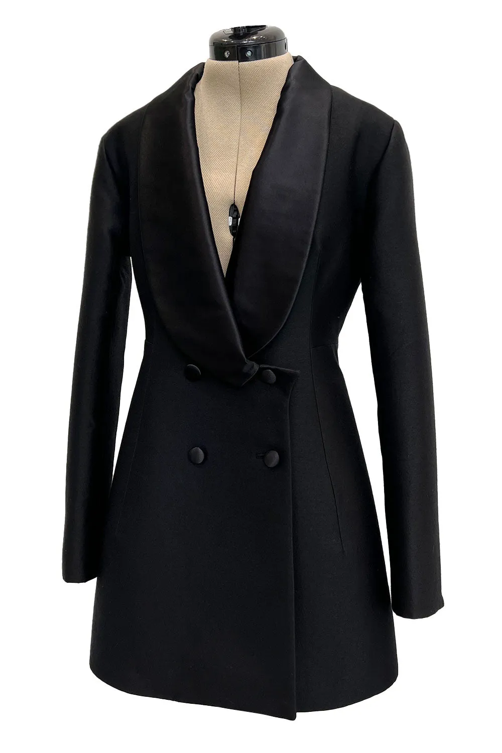 Chic Fall 2007 Yves Saint Laurent by Stefano Pilati Black Shaped Tuxedo Mini Dress