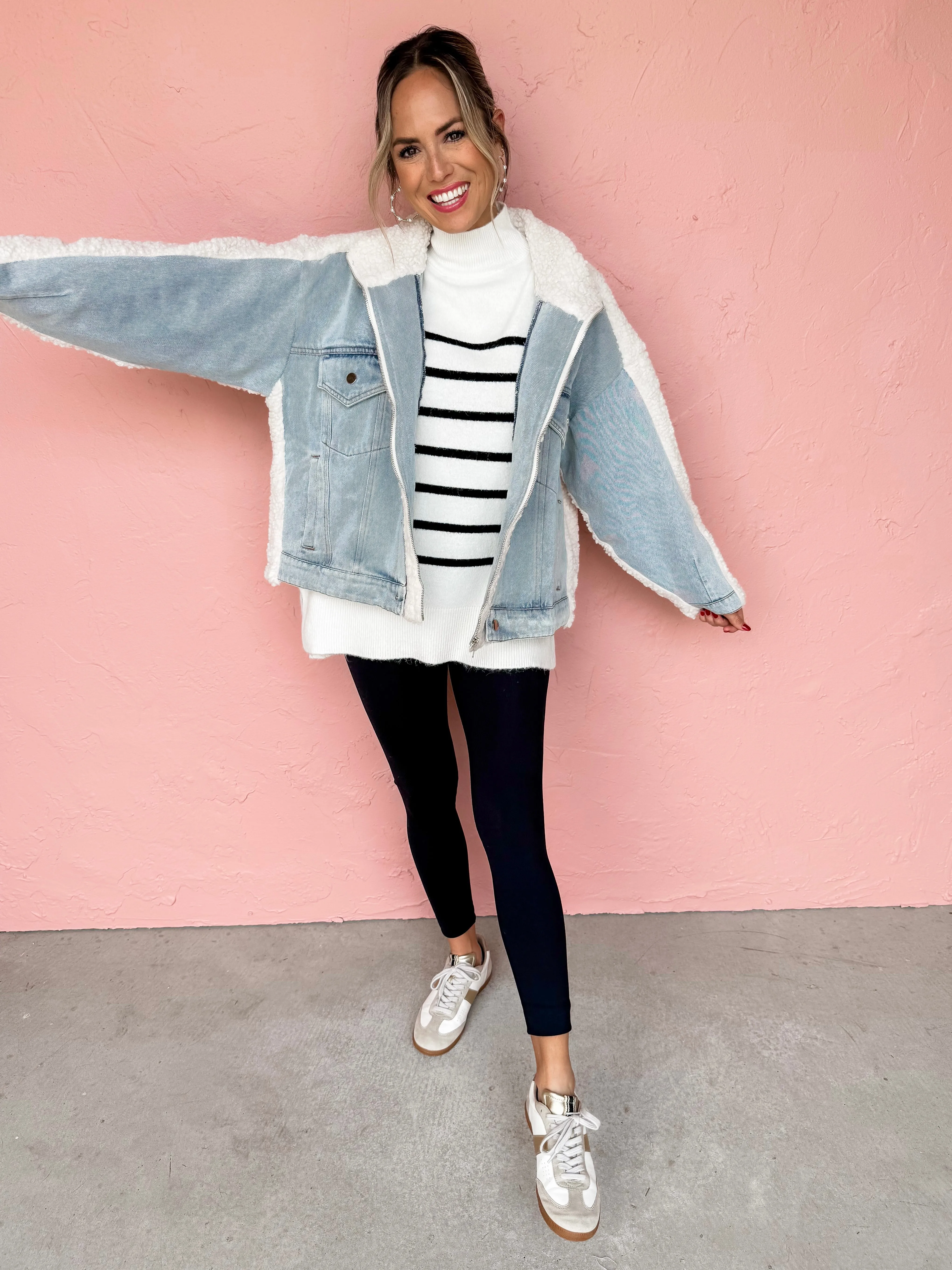 Chill Factor Fleece And Denim Oversized Jacket