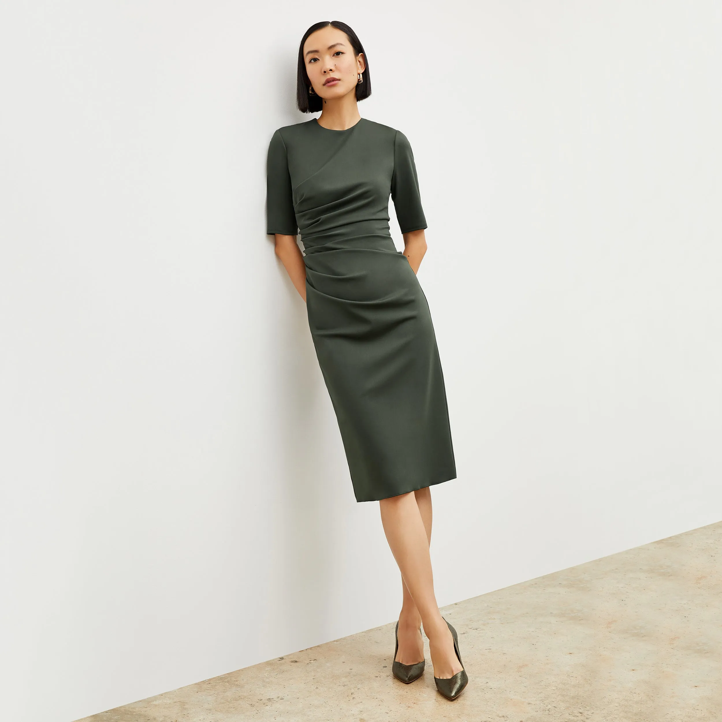 Ciela Dress - Stretch Crepe :: Dark Aloe