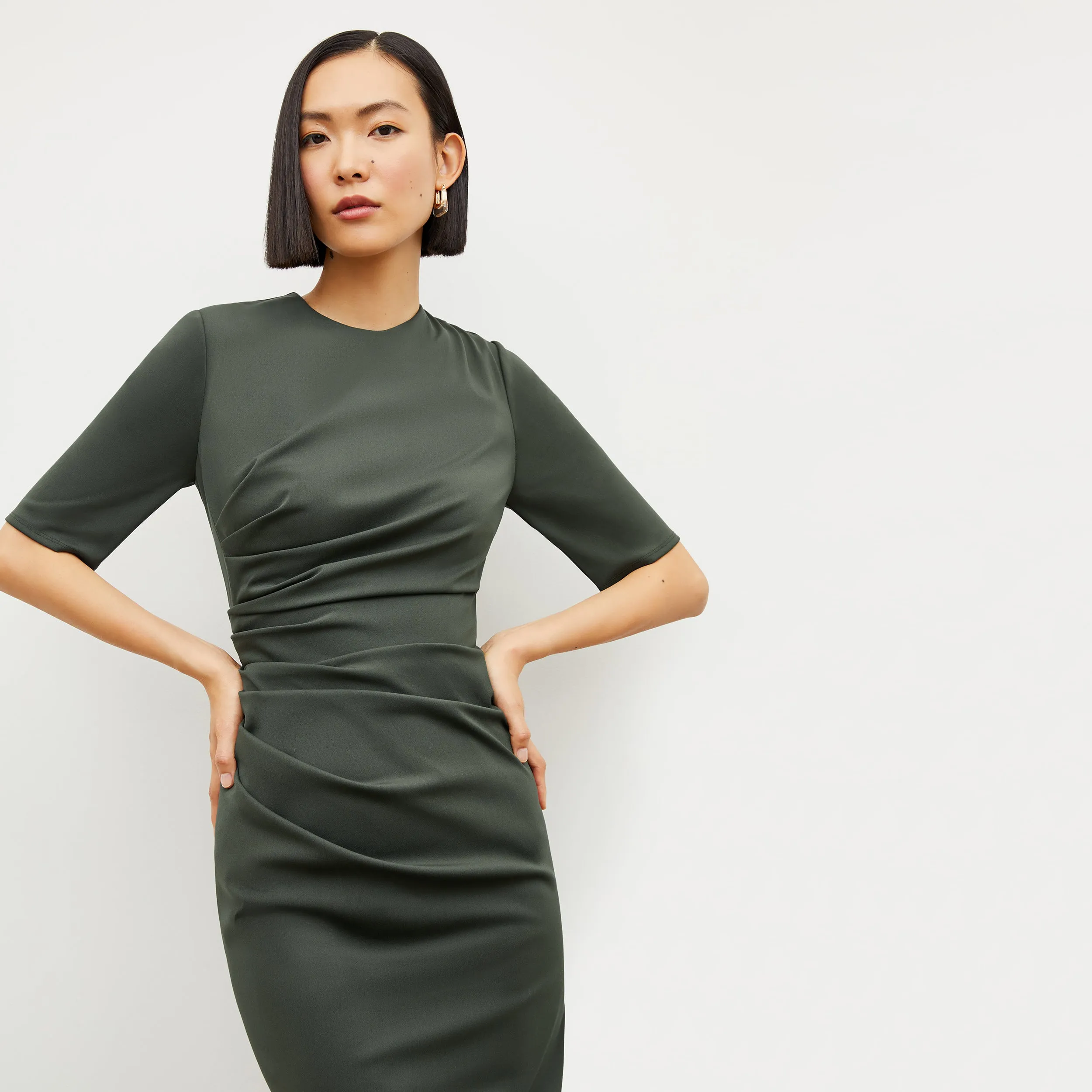 Ciela Dress - Stretch Crepe :: Dark Aloe