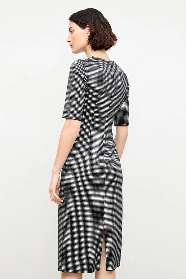 Ciela Dress - Stretch Houndstooth :: Black/White