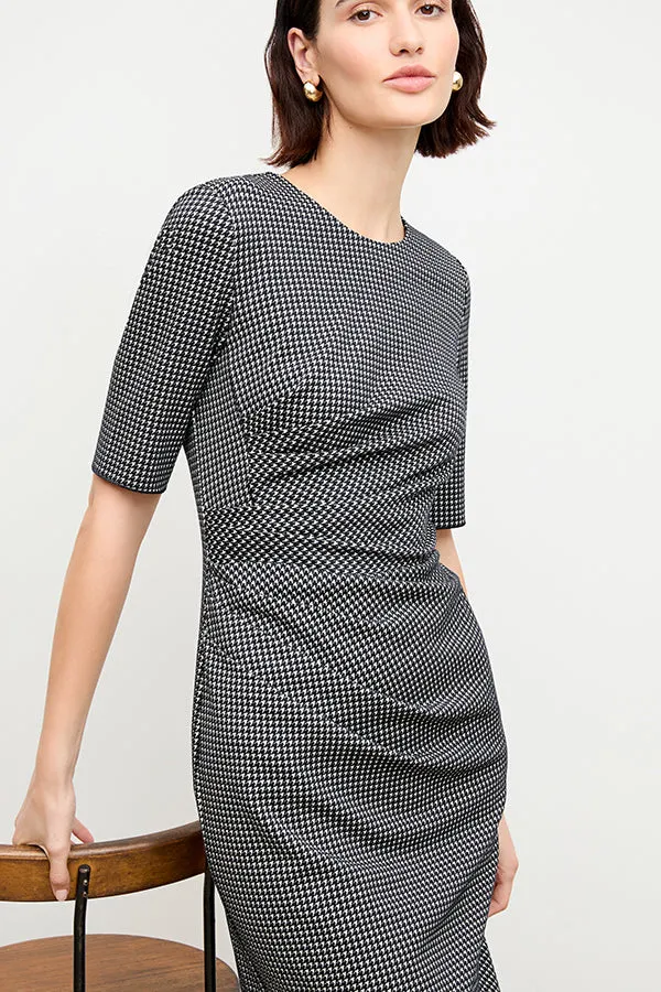 Ciela Dress - Stretch Houndstooth :: Black/White