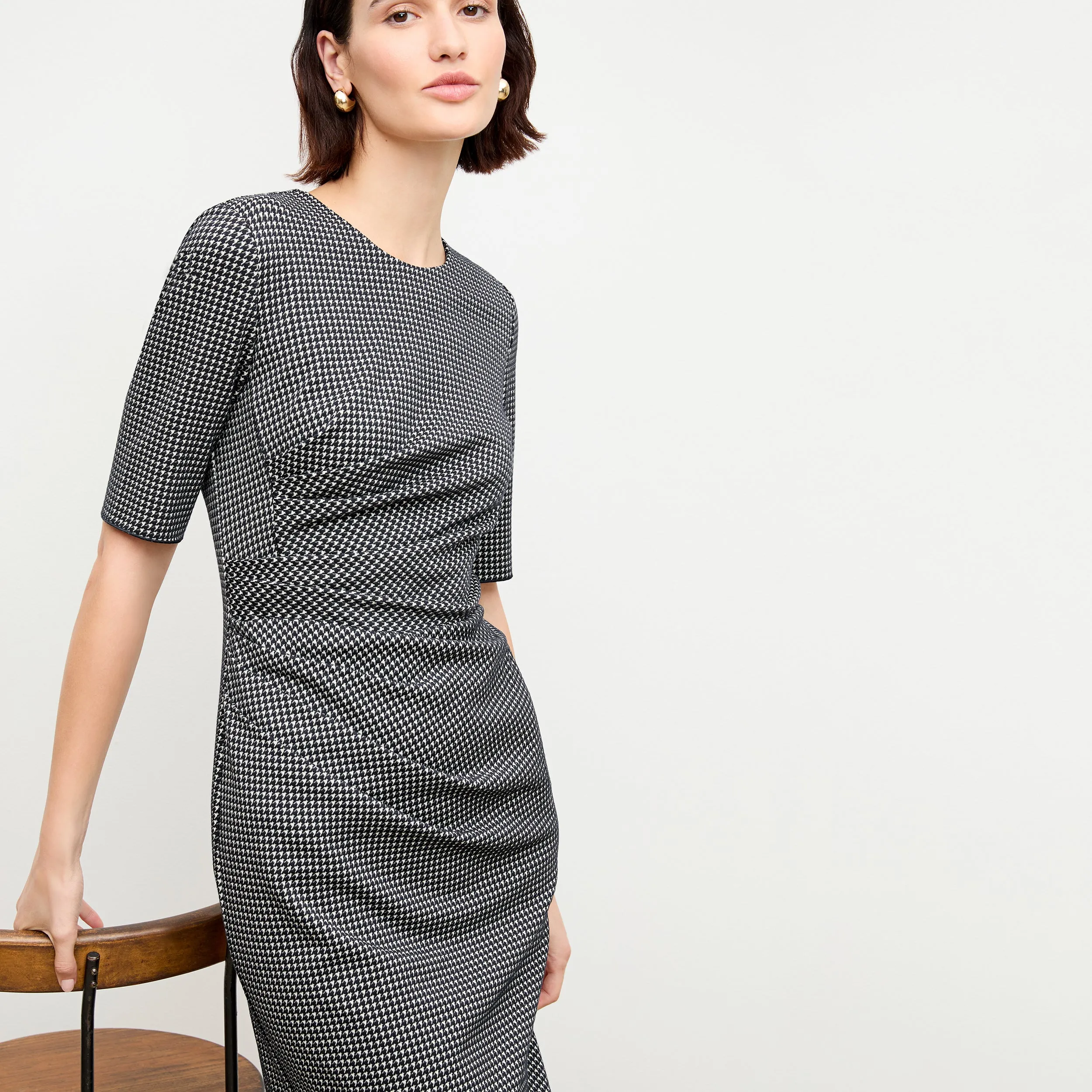 Ciela Dress - Stretch Houndstooth :: Black/White