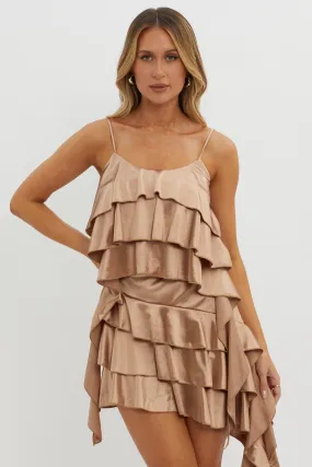 Class Act Layered Ruffle Cami Top Taupe