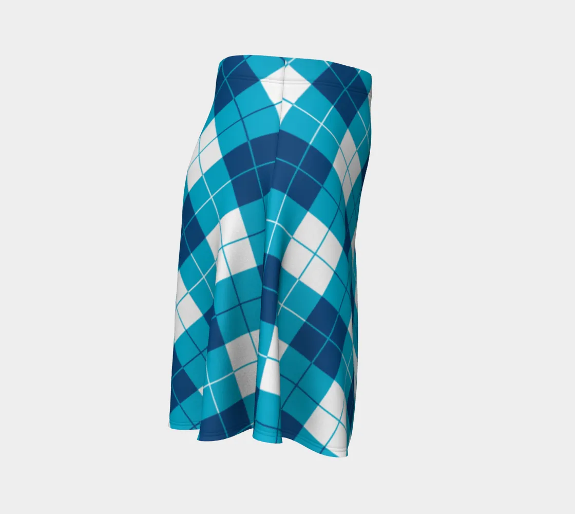 Classic Blue Argyle Flare Skirt