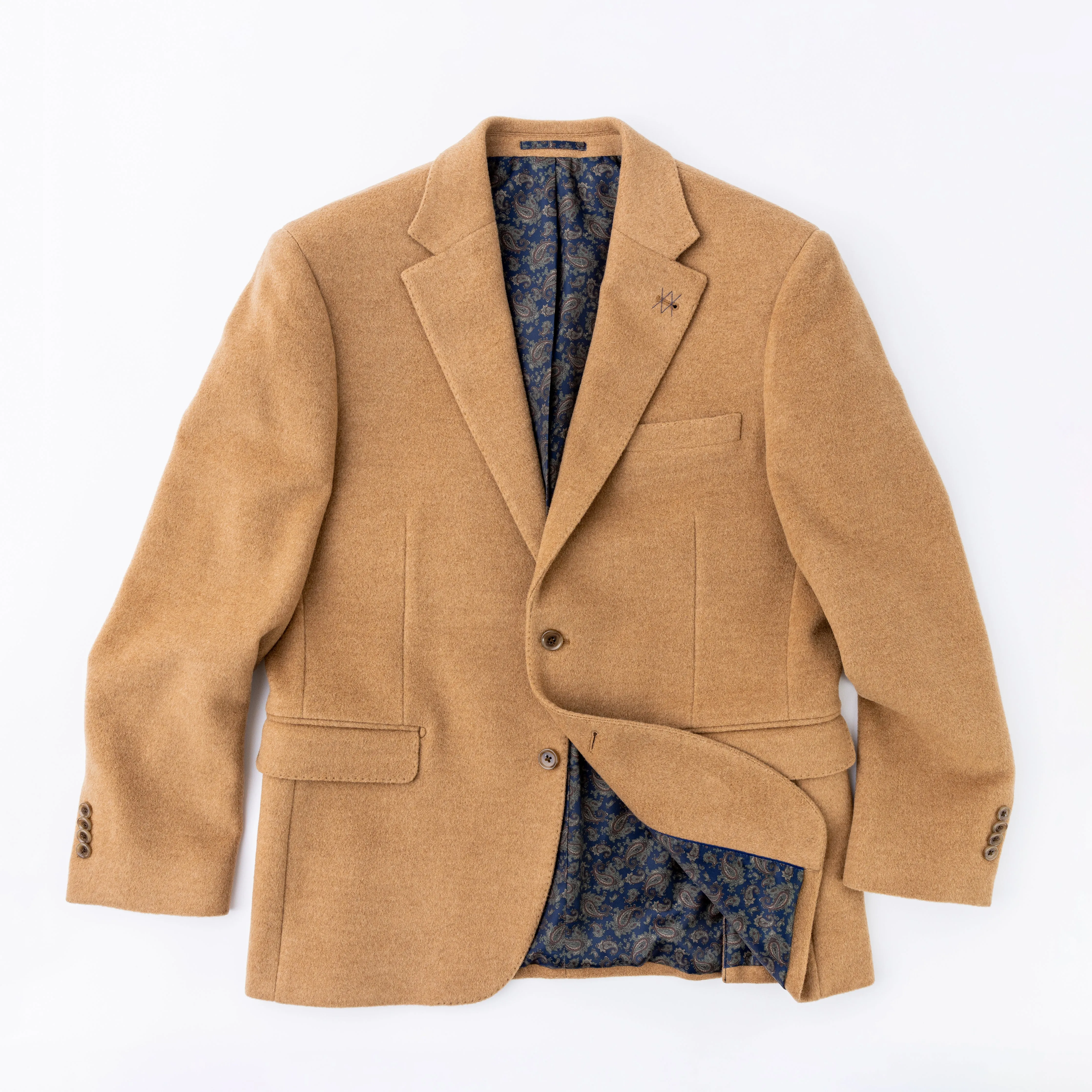 Classic Two-Button Camel Hair Blazer