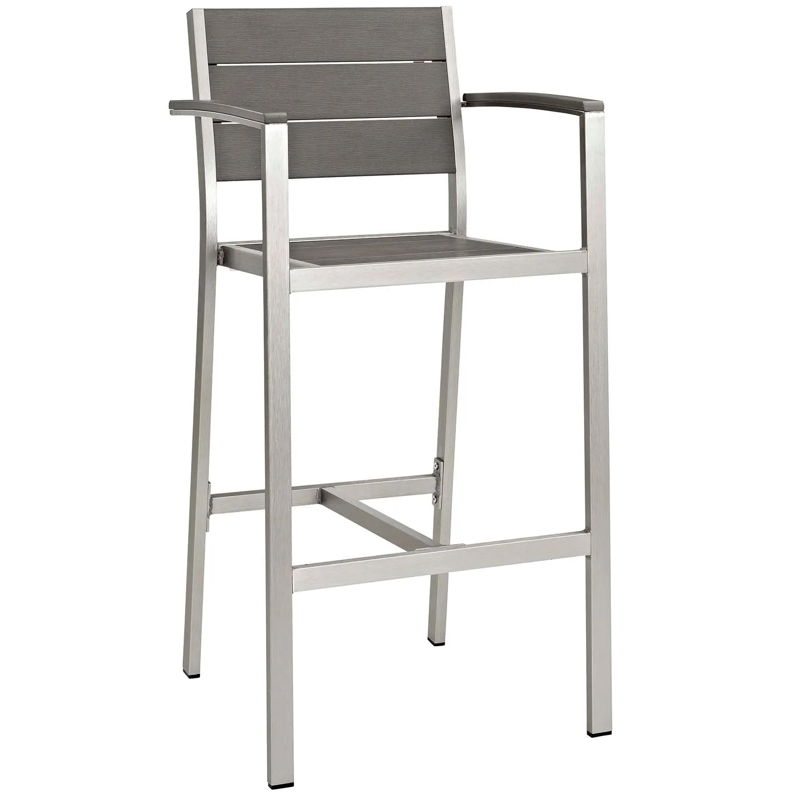 Coast 3 Piece Outdoor Patio Aluminum Pub Set With Armed Bar Stools