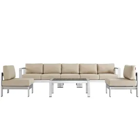 Coast 6 Piece Outdoor Patio Aluminum Sofa Set