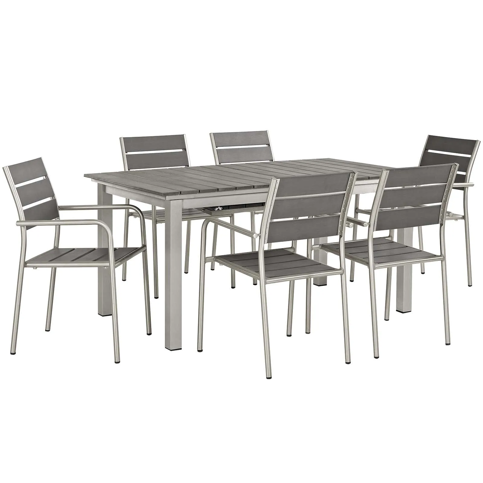 Coast 7-Piece Outdoor Patio Aluminum Wood Dining Set