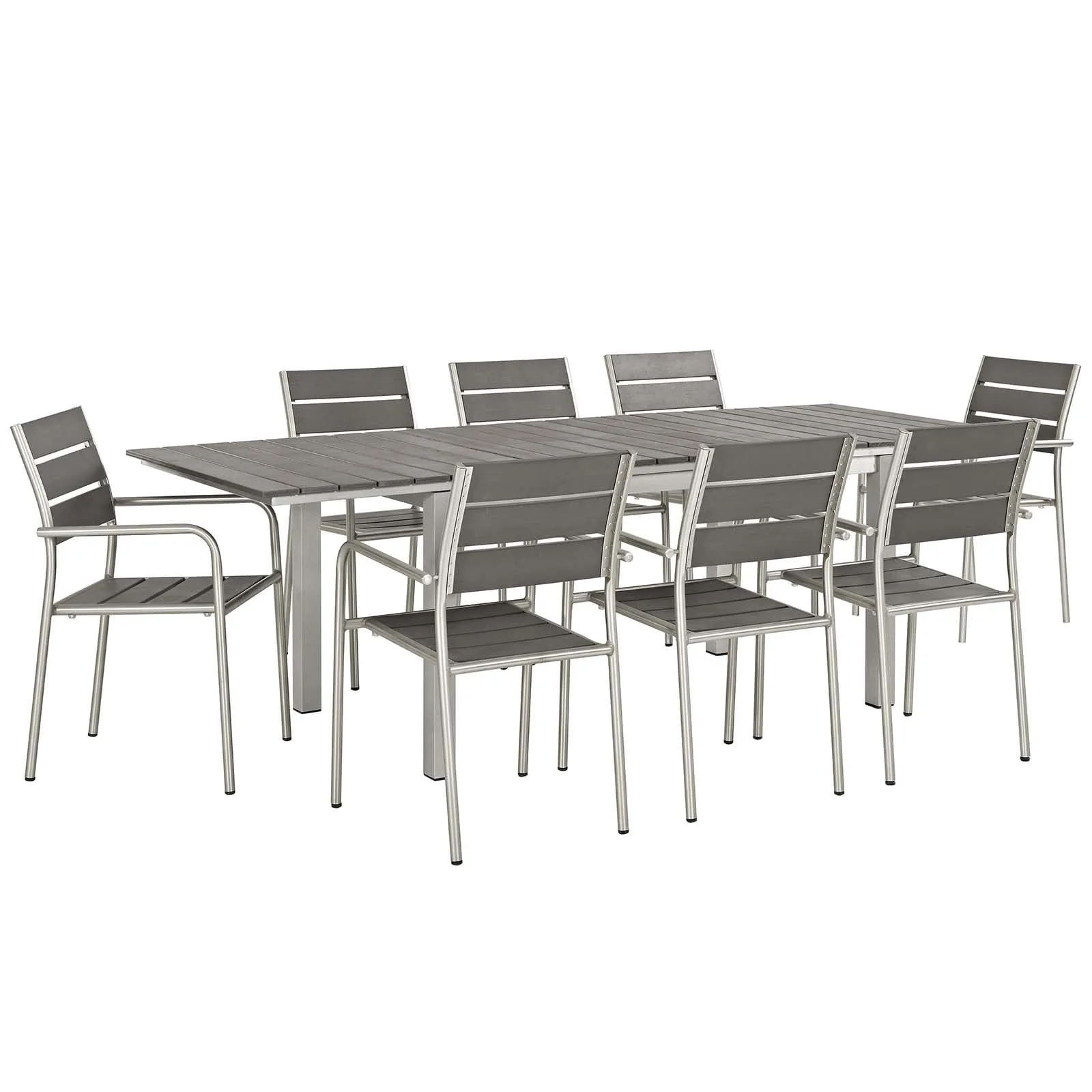 Coast 9-Piece Outdoor Patio Aluminum Wood Dining Set