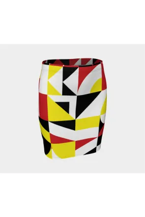 Color Collage Fitted Skirt