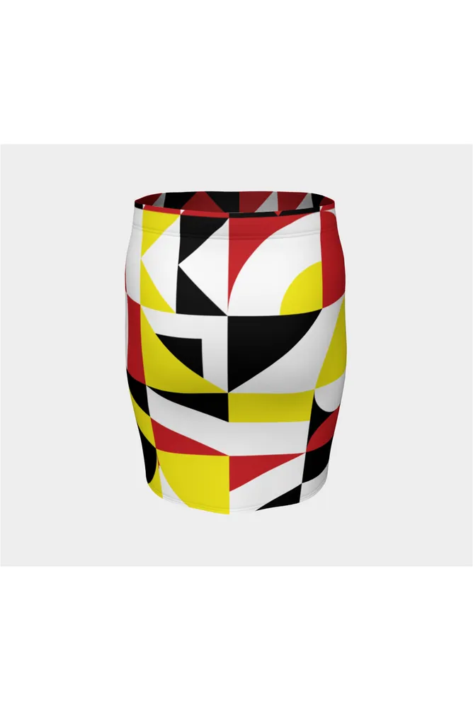 Color Collage Fitted Skirt