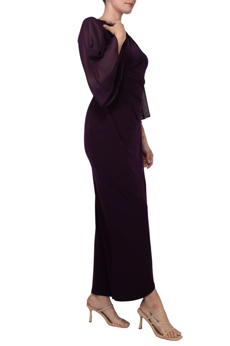 Connected Apparel Asymmetrical Floor Length Chiffon Dress