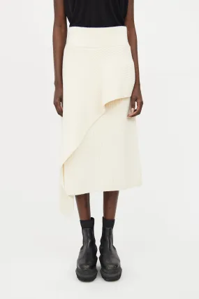 Cream Wool Asymmetrical Skirt