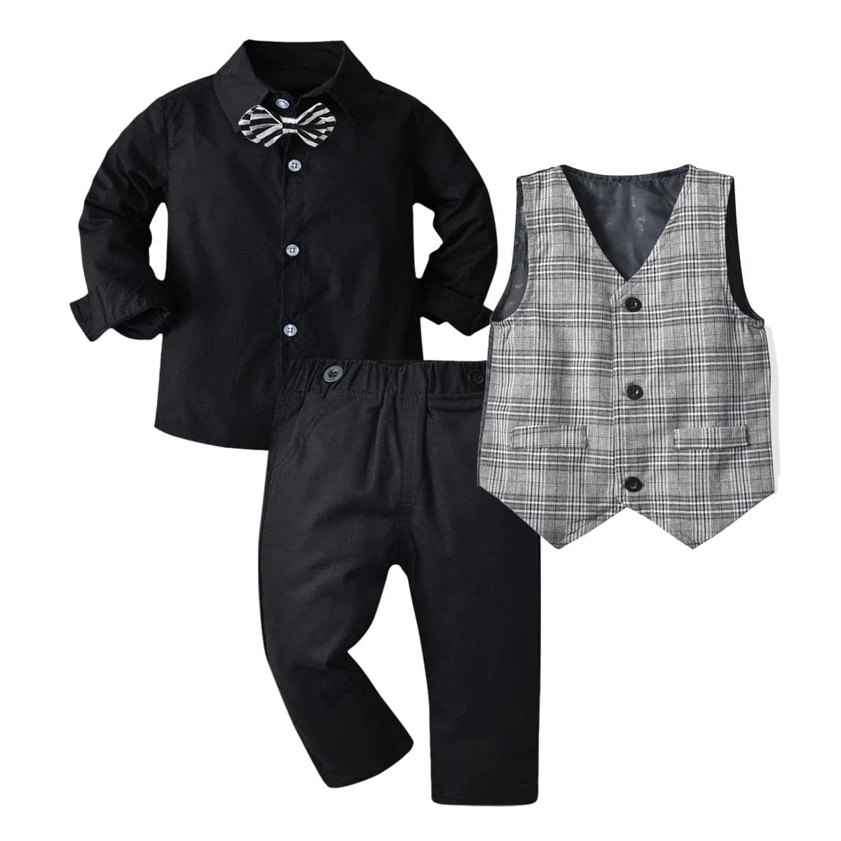 Dante - Boys Formal Suit - Black Suit Children Wedding Outfit