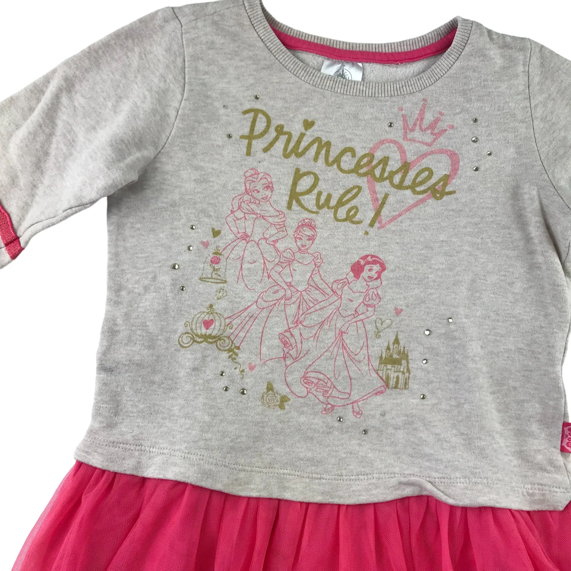 Disney dress 7-8 years grey and pink princess tulle layered T-shirt