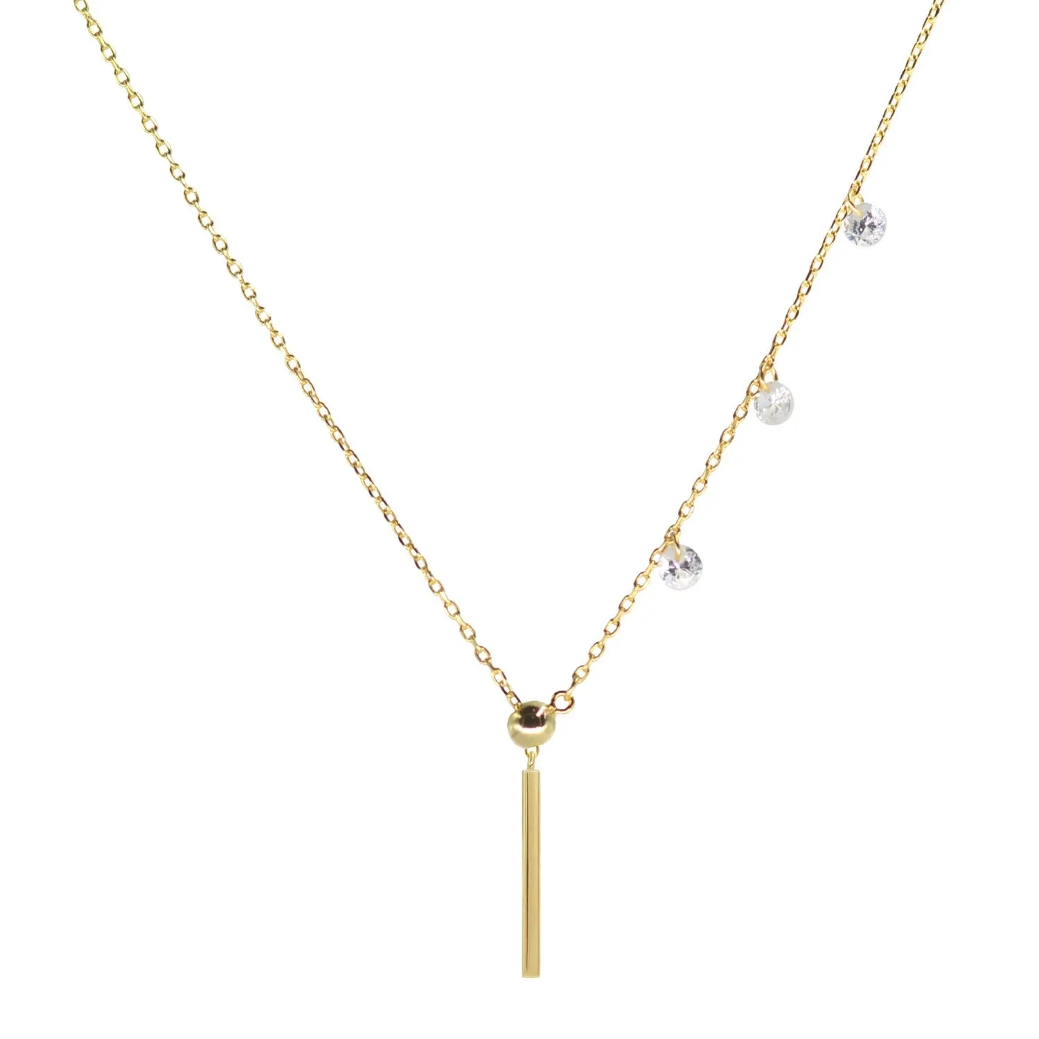 Double Slider Lariat Necklace With Mini Bar