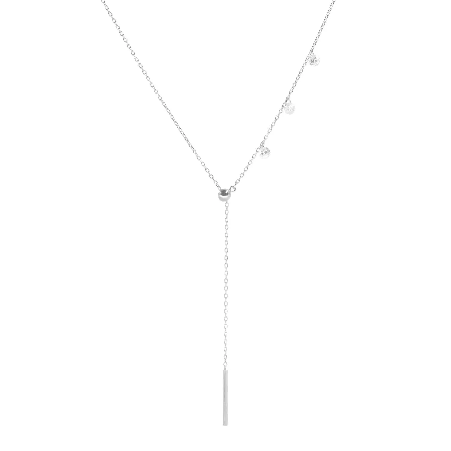 Double Slider Lariat Necklace With Mini Bar