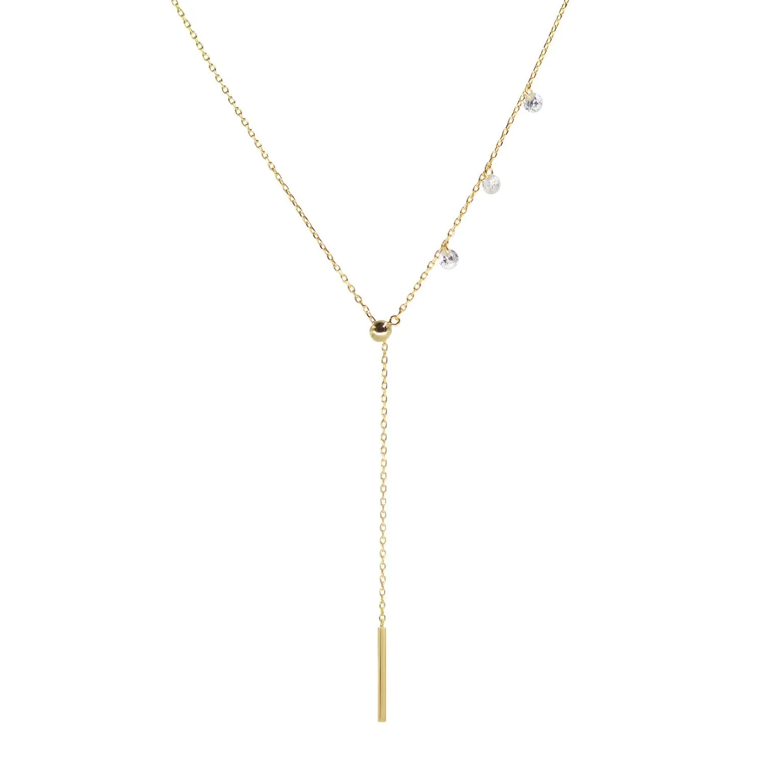 Double Slider Lariat Necklace With Mini Bar