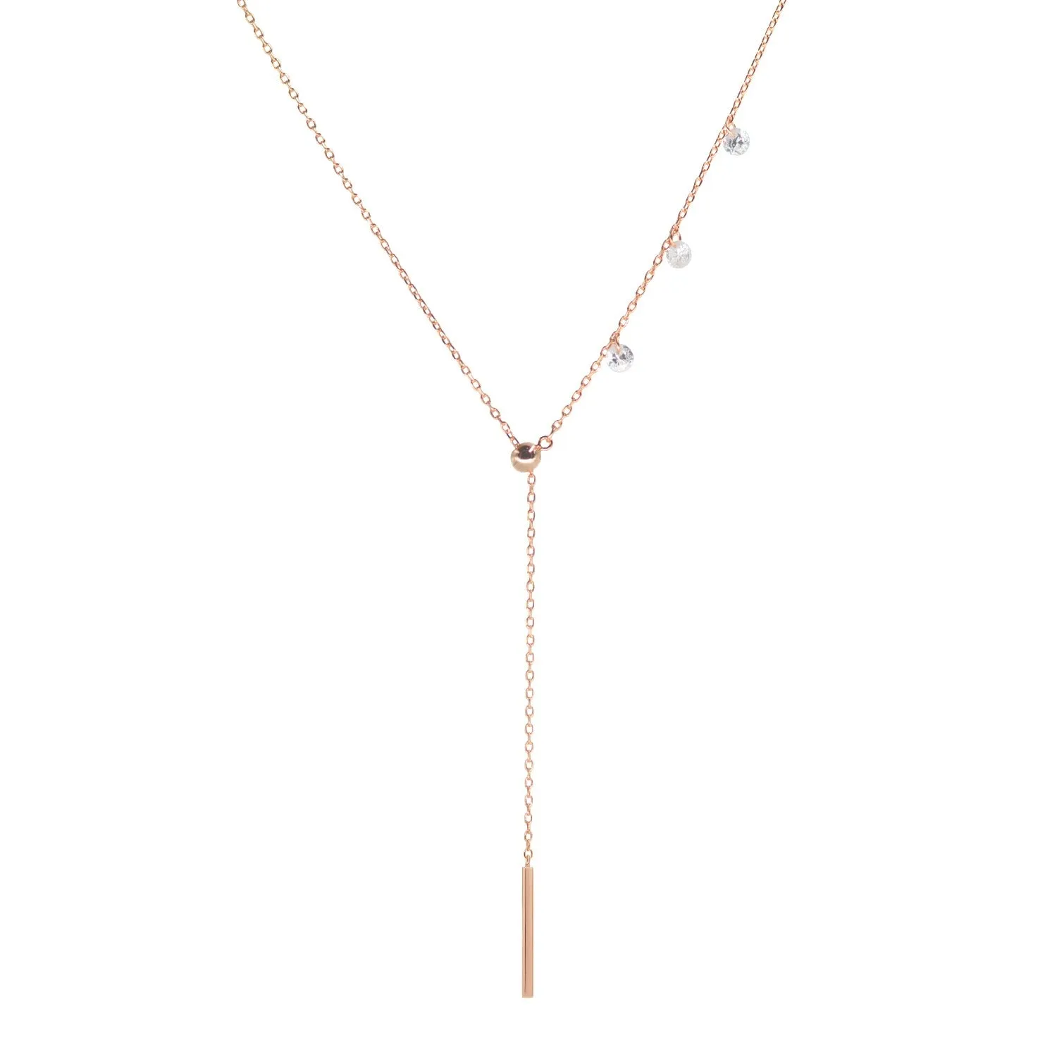 Double Slider Lariat Necklace With Mini Bar