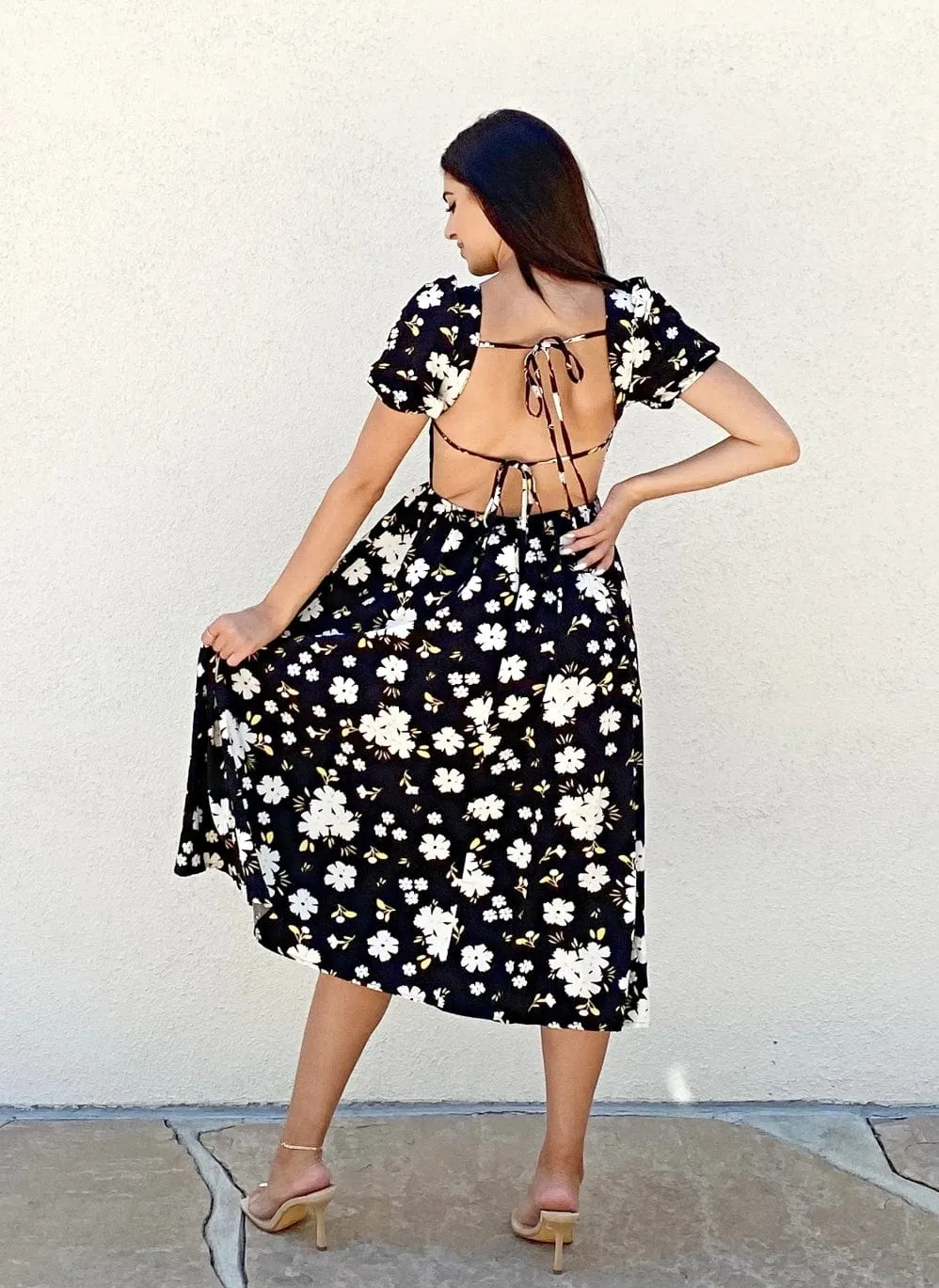 Double Tie Back Floral Dress