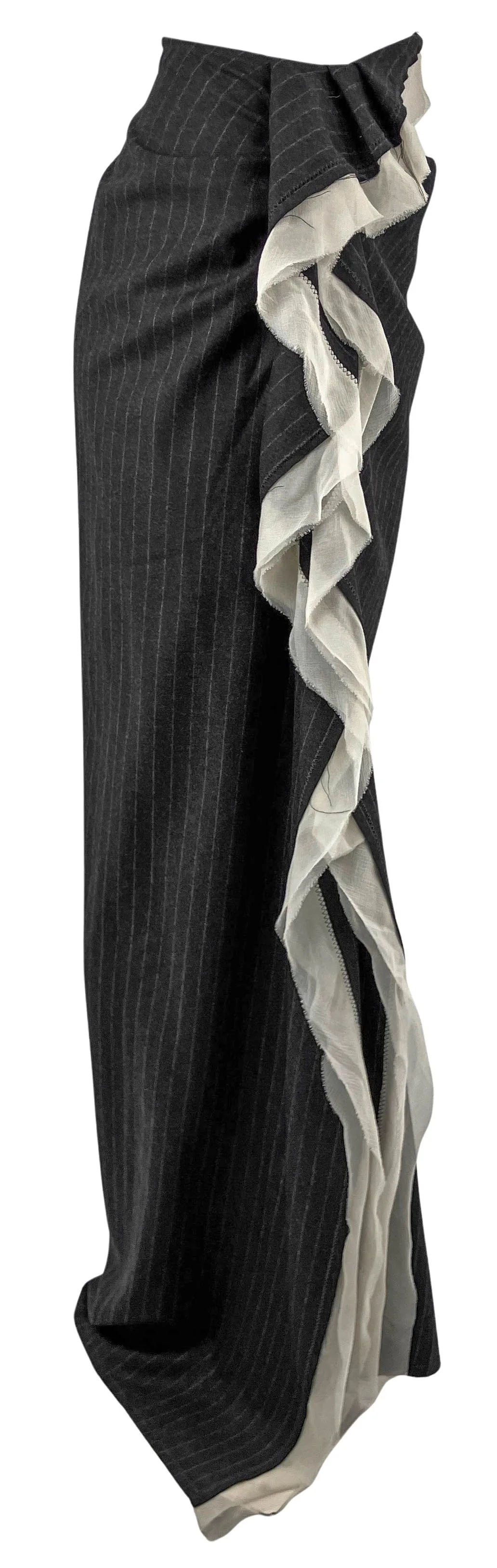 Dries Van Noten Sinam Pinstripe Wool Maxi Skirt in Anthracite