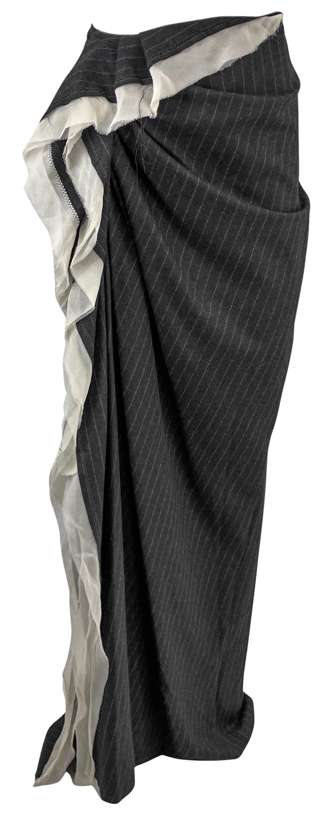 Dries Van Noten Sinam Pinstripe Wool Maxi Skirt in Anthracite