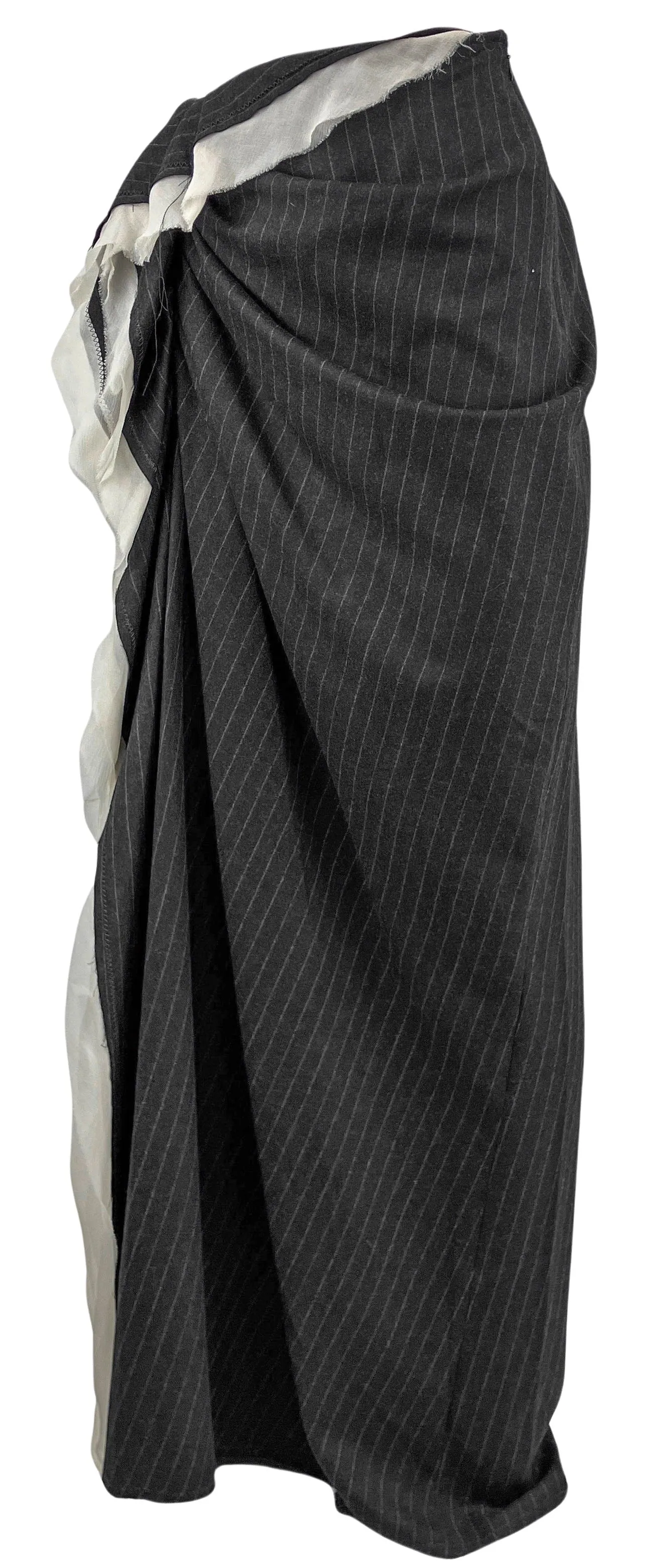 Dries Van Noten Sinam Pinstripe Wool Maxi Skirt in Anthracite