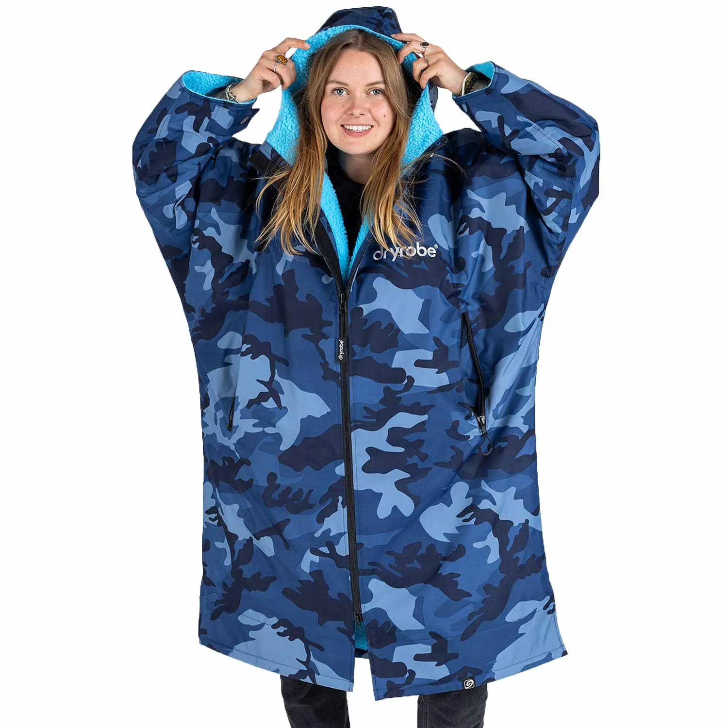 Dryrobe Advance Long Sleeve Drying & Changing Robe - Blue Camo/Blue