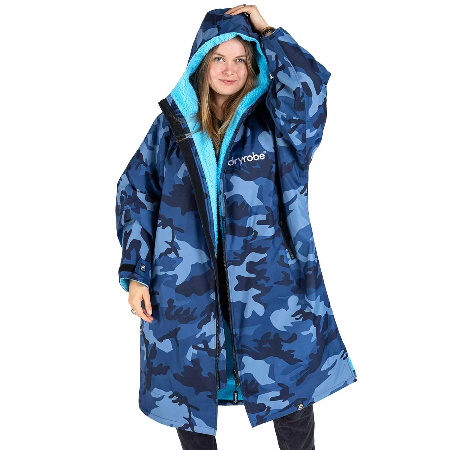 Dryrobe Advance Long Sleeve Drying & Changing Robe - Blue Camo/Blue