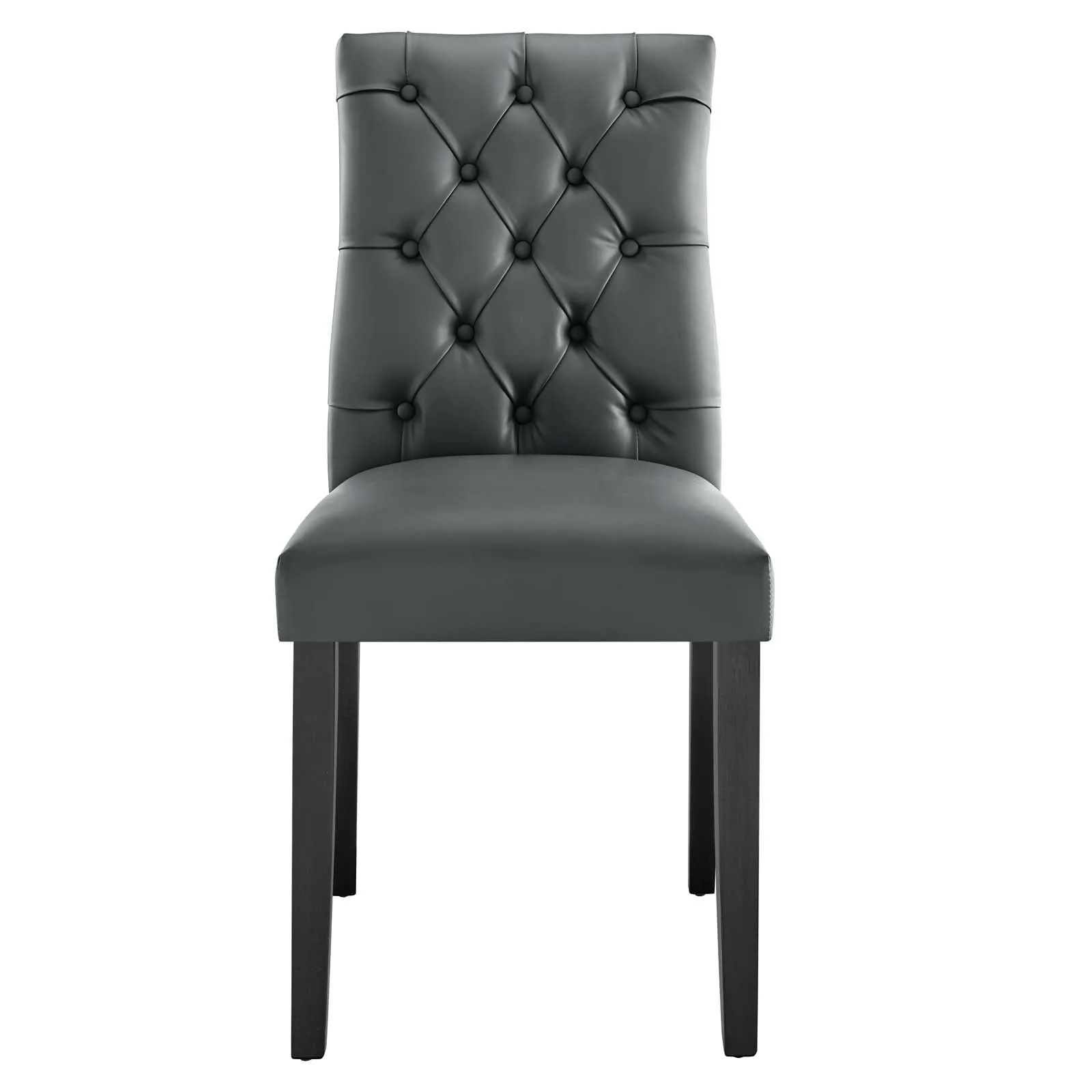 Duchess Button Tufted Vegan Leather Dining Chair Gray EEI-2230-GRY